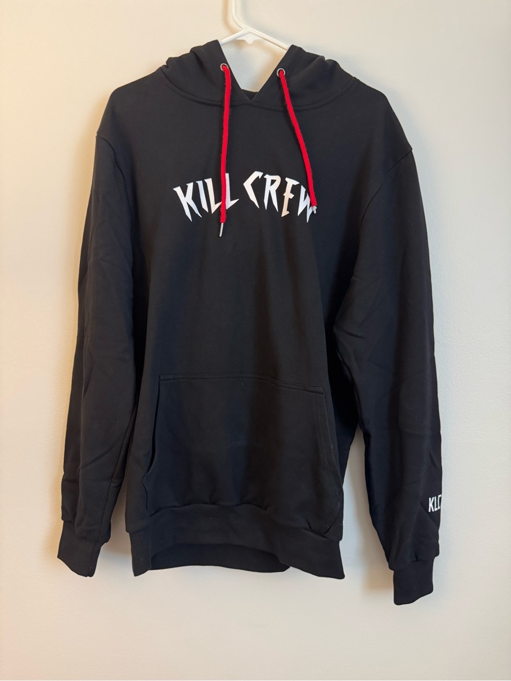 Kill Crew Black Hoodie with Red Drawcords